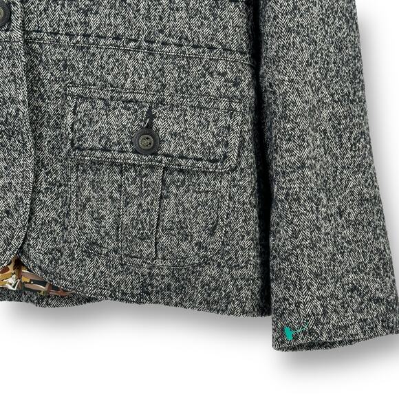 Cabi Equestrian Wool Gray Herringbone Blazer Womens Size 8 Style #629 - Picture 3 of 9